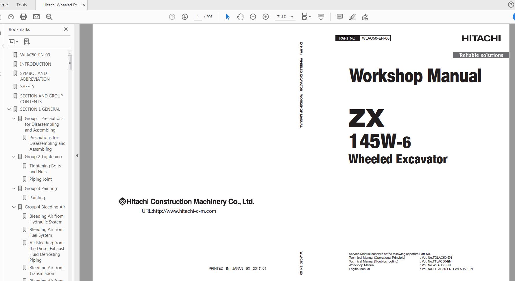 Hitachi Wheeled Excavator ZW 145W 6 Technical Workshop Manual Circuit Diagram 5