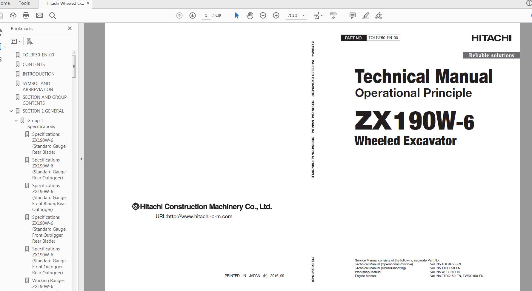 Hitachi Wheeled Excavator ZW 190W 6 Technical Workshop Manual Circuit Diagram 1 1