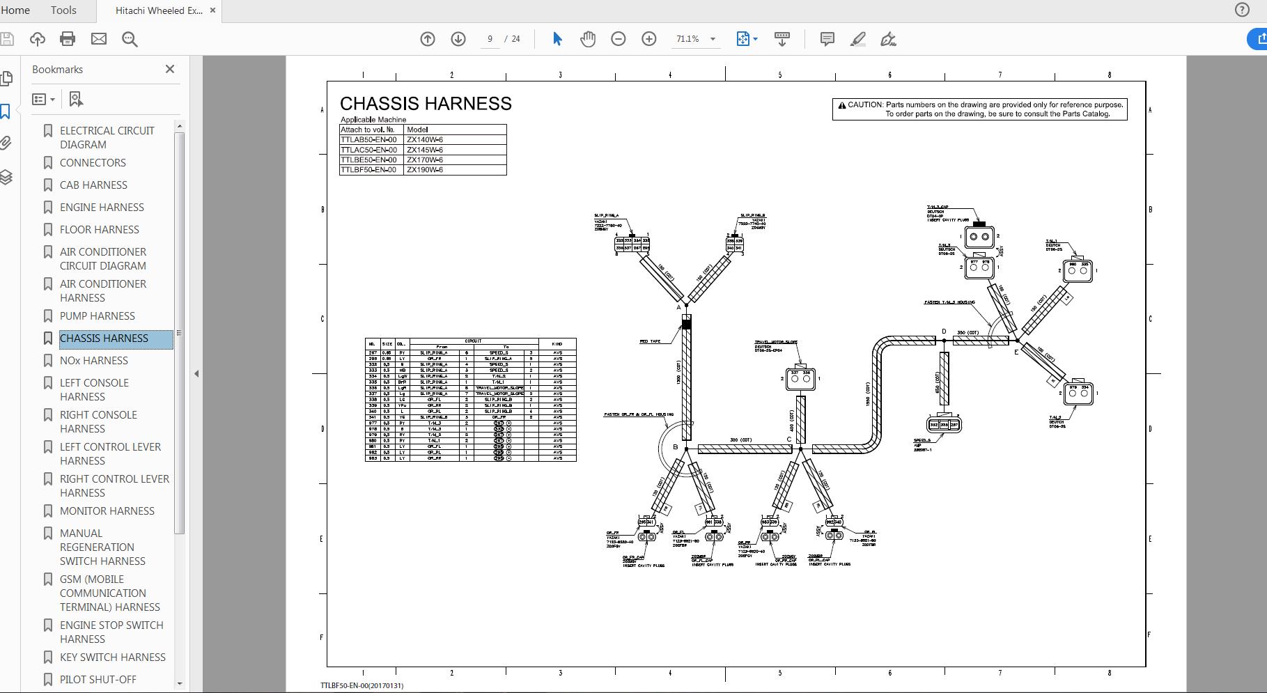 Hitachi Wheeled Excavator ZW 190W 6 Technical Workshop Manual Circuit Diagram 5 1