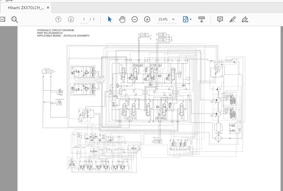 Hitachi ZX370LCH 400MTH GI XC00004133 Hydraulic Circuit Diagram 1
