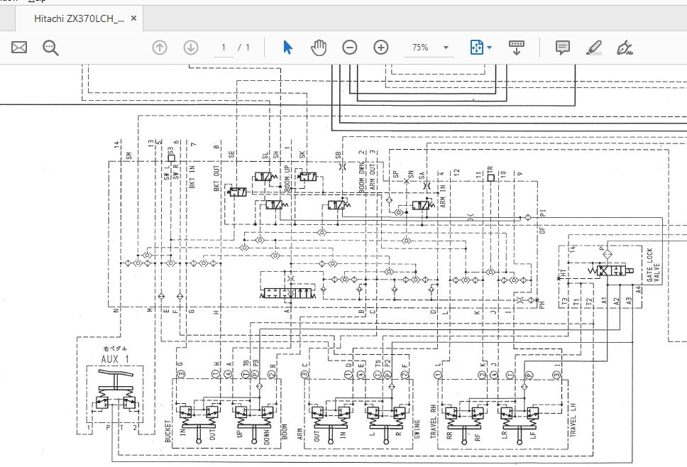 Hitachi ZX370LCH 400MTH GI XC00004133 Hydraulic Circuit Diagram 3