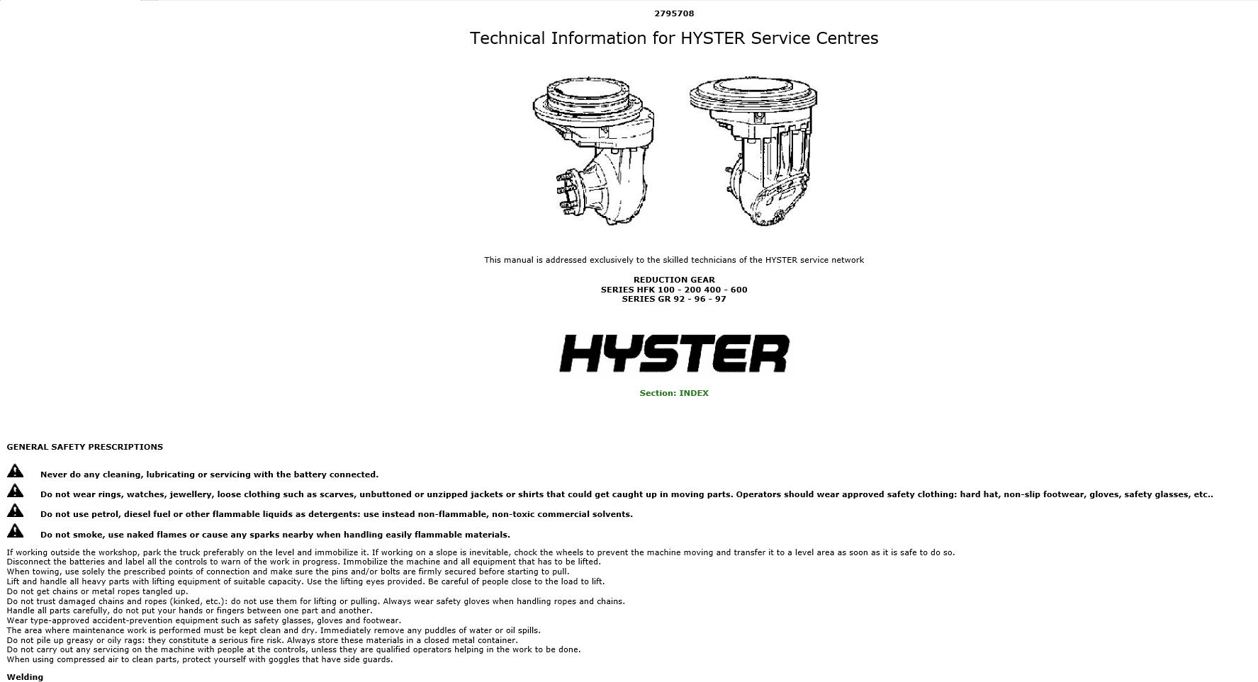 Hyster Class 3 Electric Motor Hand Trucks Repair Manuals2