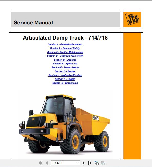 JCB Articulated Dump Trucks 714 718 Tier 3 Series Service Manual 1