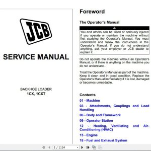 JCB Backhoe Loader 1CX 1CXT Service Manual 1