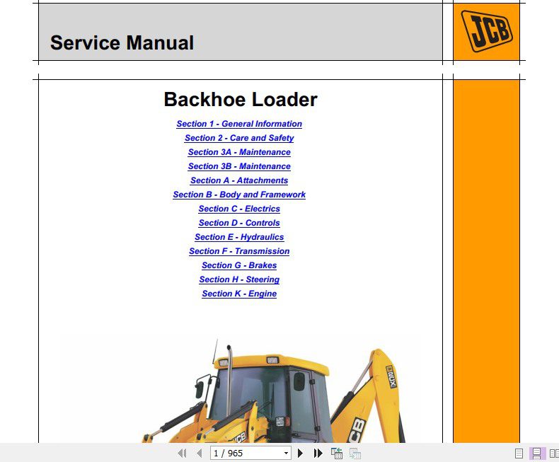 JCB Backhoe Loader 210S 212S 210SL Service Manual 1