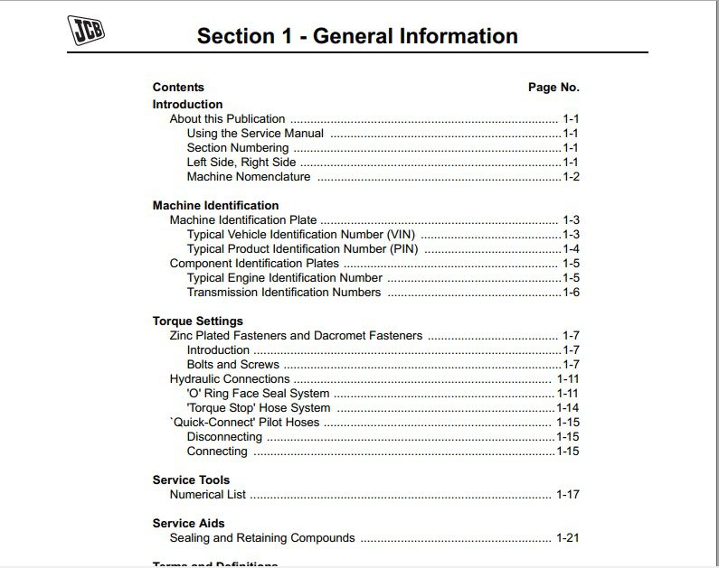 JCB Backhoe Loader 210S 212S 210SL Service Manual 2