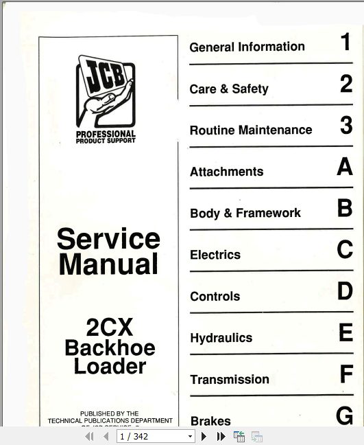 JCB Backhoe Loader 2CX Service Manual 1