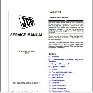 JCB Backhoe Loader 2DX Service Manual 1