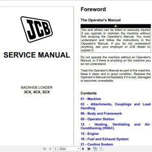 JCB Backhoe Loader 3CX 4CX 5CX T2 3 Service Manual 1