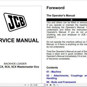 JCB Backhoe Loader 3CX 4CX 5CX T4F Service Manual 1