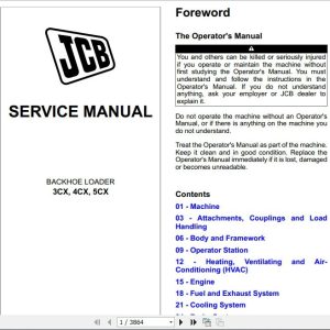 JCB Backhoe Loader 3CX 4CX SCX T4i T4F 55Kw Service Manual 1