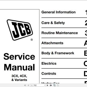 JCB Backhoe Loader 3CX 4CX Variants Service Manual 1