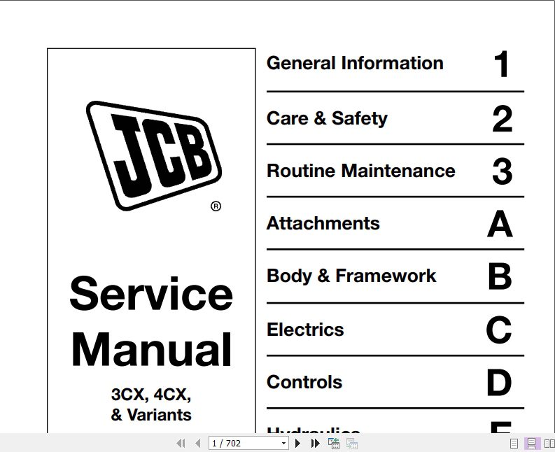JCB Backhoe Loader 3CX 4CX Variants Service Manual 1