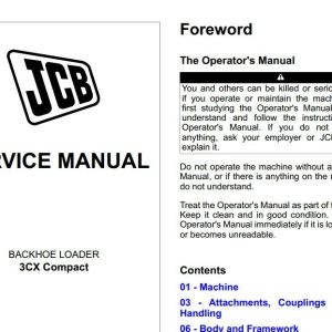 JCB Backhoe Loader 3CX Compact Service Manual 1