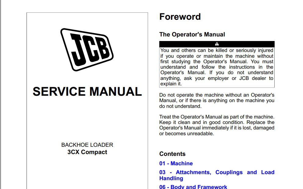 JCB Backhoe Loader 3CX Compact Service Manual 1