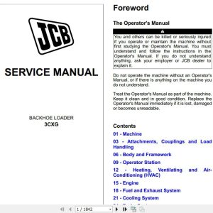 JCB Backhoe Loader 3CXG T4 Global Service Manual 1