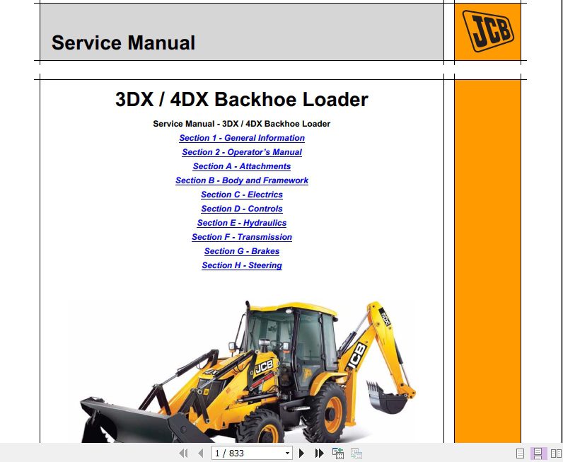 JCB Backhoe Loader 3DX 4DX India Service Manual 1
