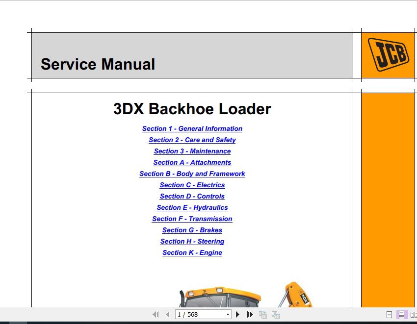 JCB Backhoe Loader 3DX Service Manual 1