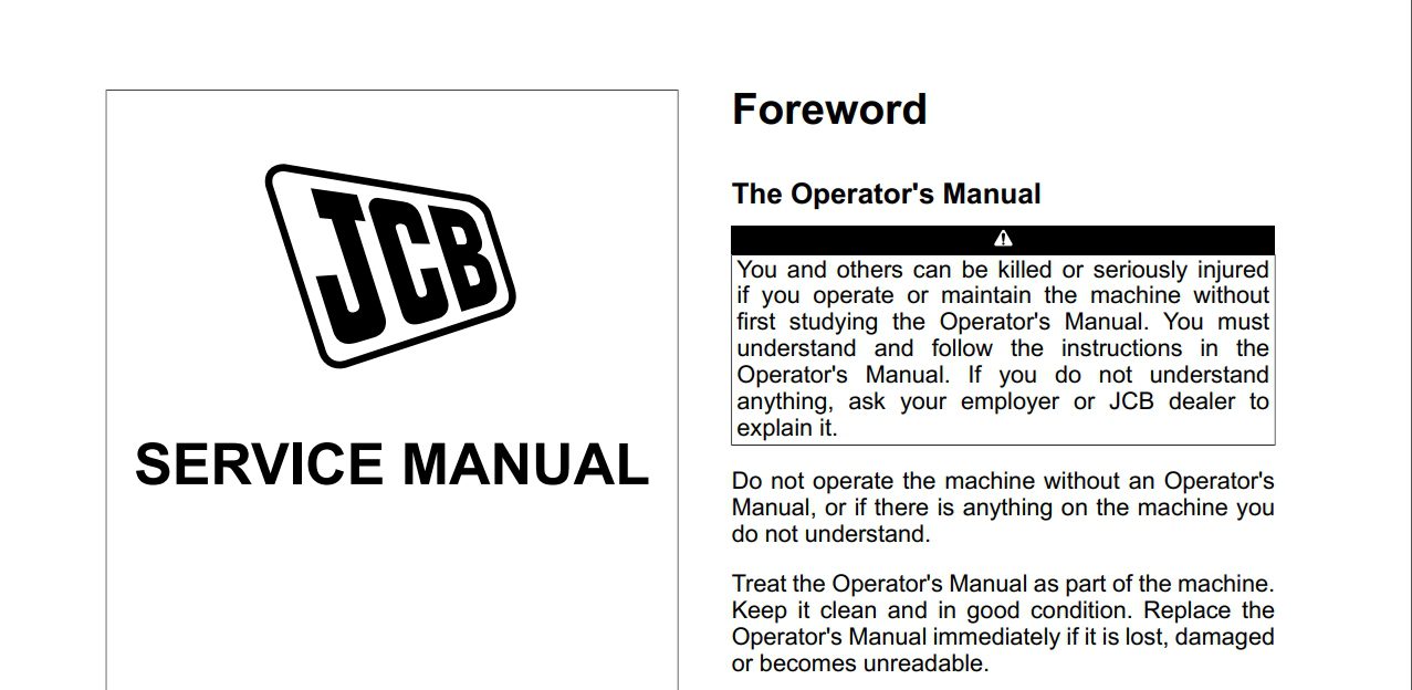 JCB Backhoe Loader 3DX Super 3DX XTra 4DX Service Manual 1