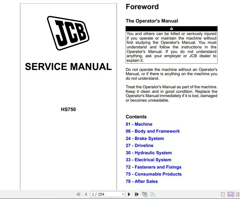 JCB Drivetrain HS750 Service Manual 1
