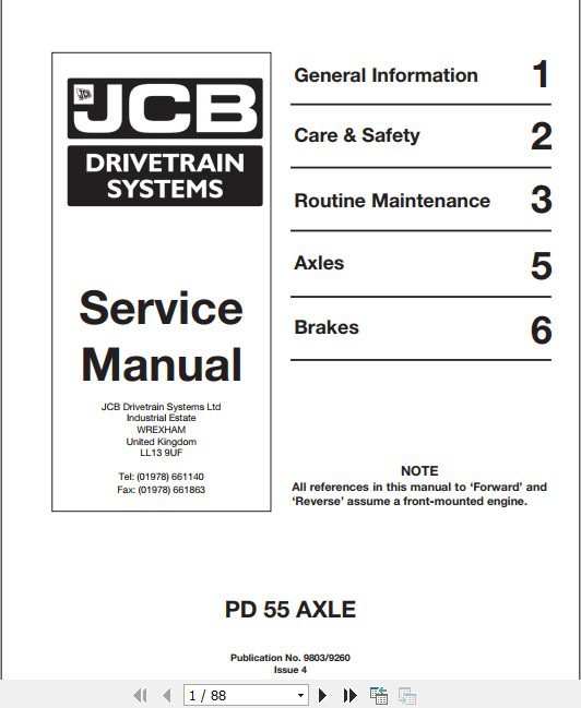 JCB Drivetrain PD 55 AXLE Service Manual 1