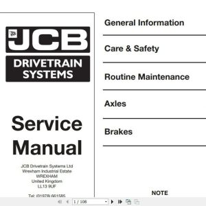 JCB Drivetrain PD70 Series Axles Service Manual 1