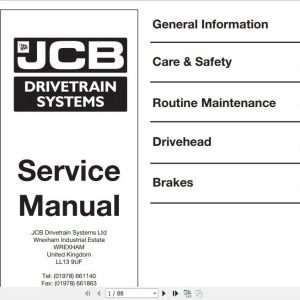 JCB Drivetrain PD70 Series Modular Drive Head Service Manual 1