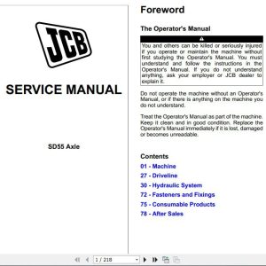 JCB Drivetrain SD 55 Axles Service Manual 1
