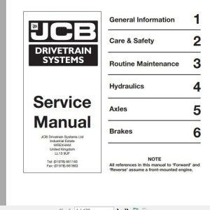 JCB Drivetrain SD 70 PT Axles Central And Offset Drive Head Service Manual 1