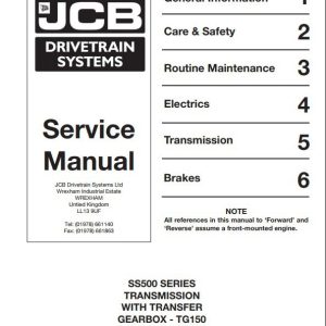 JCB Drivetrain SS500 Series Tranmission With Transfer Gearbox TG150 Service Manual 1