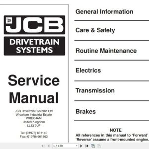 JCB Drivetrain SS600 Series Tranmission Service Manual 1
