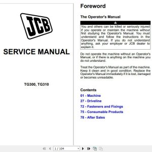 JCB Drivetrain TG300 TG310 Transfer Gearbox Service Manual 1