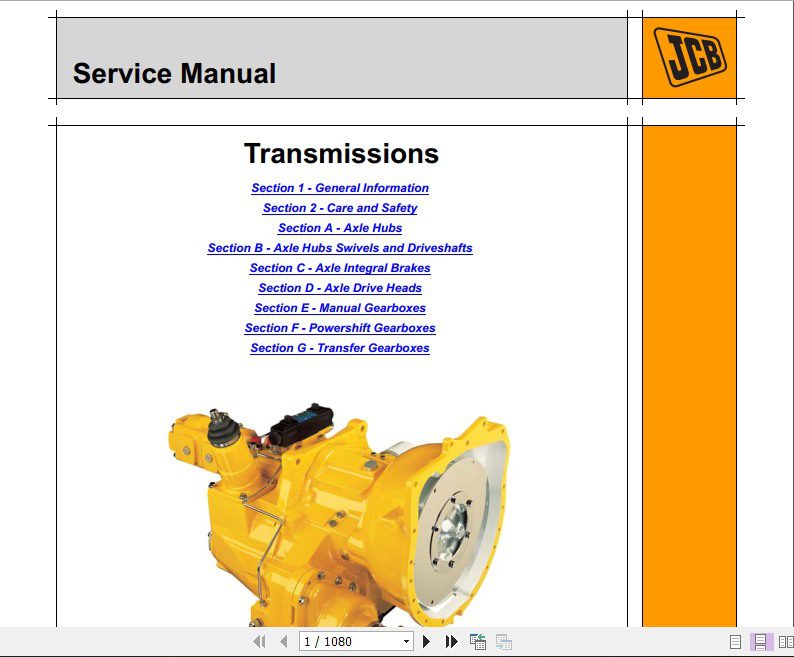 JCB Drivetrain Tranmission Service Manual 1