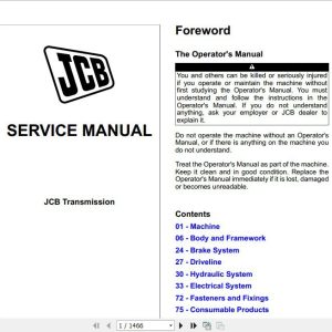 JCB Drivetrain Transmissions Service Service Manual 1