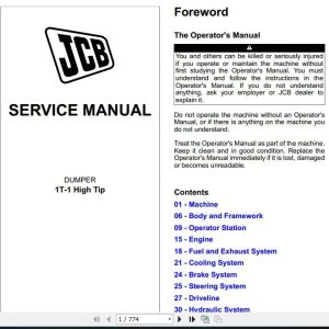 JCB Dumper 1T 1 High Tip Service Manual 1