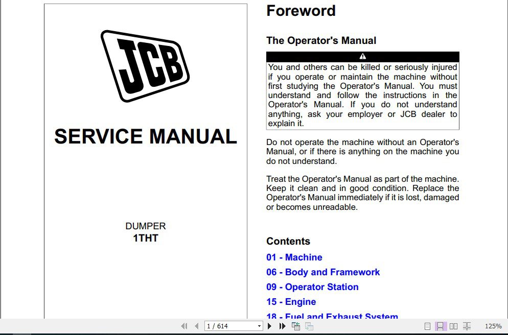 JCB Dumper 1THT Service Manual 1