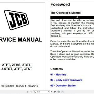 JCB Dumper 2T FT 2T ST 2T HS 3.5TST 3TFT 3TFT 3TST 31ST Service Manual 1