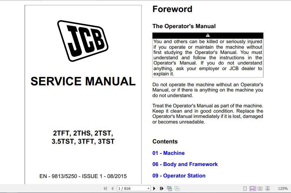 JCB Dumper 2T FT 2T ST 2T HS 3.5TST 3TFT 3TFT 3TST 31ST Service Manual 1