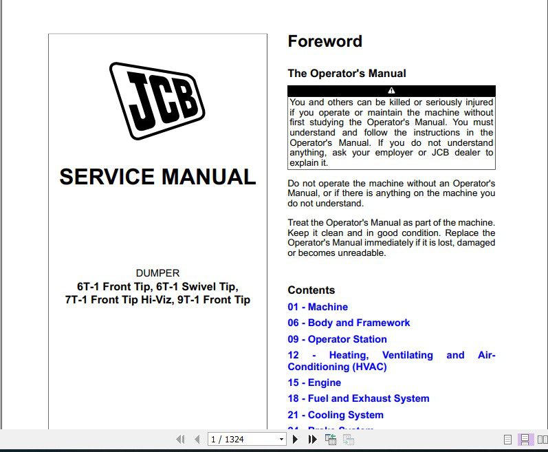 JCB Dumper 6T 1 6T 1 TT 1 9T 1 Service Manual 1