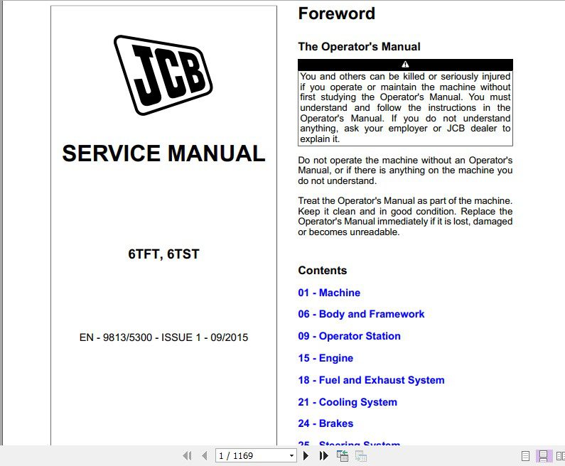 JCB Dumper 6TFT Powershift 6TST Powershift Service Manual 1