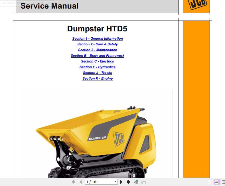 JCB Dumper HTD5 Service Manual 1