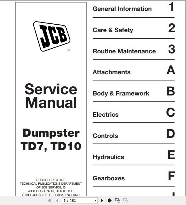 JCB Dumper TD7 T010 Service Manual 1