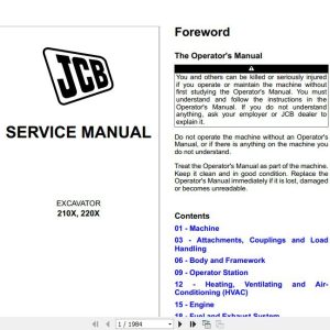 JCB Excavator 210X 220X T4F Service Manual 1