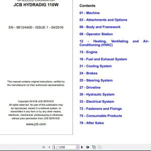 JCB Excavator Hydradig 110W Tier 4i Sevices Manual 2