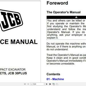 JCB Excavator JCB 30 Plus Sevices Manual 1