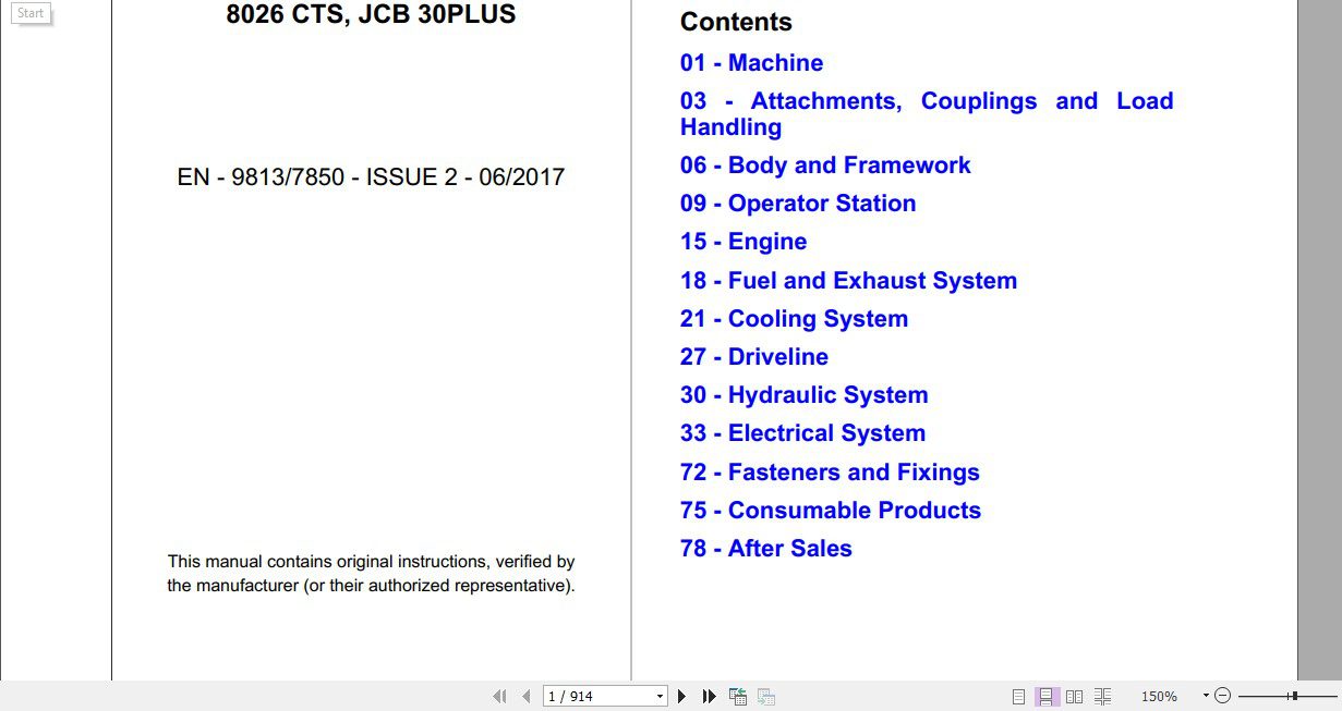 JCB Excavator JCB 30 Plus Sevices Manual 2