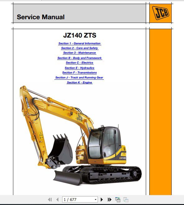 JCB Excavator JJZ140 Tier2 Sevice Manual 1