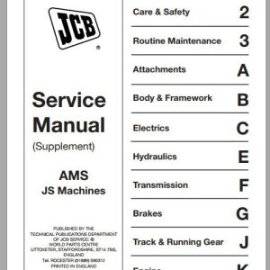 JCB Excavator JS AMS Supplement Sevices Manual 1