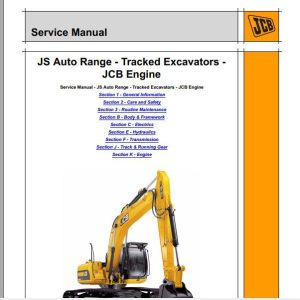 JCB Excavator JS Auto Range Tracked Excavators Sevices Manual 1