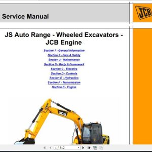 JCB Excavator JS Auto Range Wheeled Excavators Tier 3 Sevices Manual 1